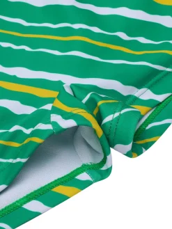 Fashion Retro Stage [US Warehouse] 1930s Stripe Off-Shoulder Halter Swimsuit Green