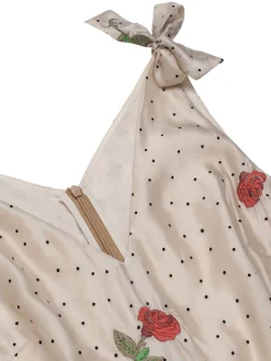 Discount Retro Stage [US Warehouse] Khaki 1950s Embroidered Rose V-Neck Romper