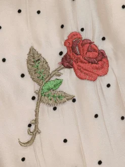 Discount Retro Stage [US Warehouse] Khaki 1950s Embroidered Rose V-Neck Romper