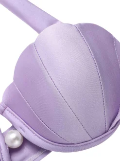Sale Retro Stage [US Warehouse] 1970s Mermaid Shell Halter Bikini Set Lavender