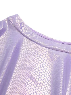 Hot Retro Stage [US Warehouse] 1970s Metallic Fish Scale Bikini Set Lavender