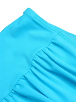 New Retro Stage [US Warehouse] 1950s Stripe Strap Swimsuit Light Blue