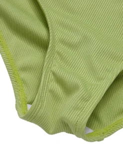Outlet Retro Stage [US Warehouse] Light Green 1960s Halter Knit Daisy Swimsuit