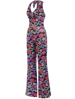 Discount Retro Stage [US Warehouse] 1970s Hippie Floral Halter Jumpsuit Multicolor