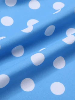 New Retro Stage [US Warehouse] 2PCS 1950s Polka Dots Bikini Set Blue