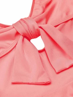 Discount Retro Stage [US Warehouse] 1940s Bow Strap One-piece Swimsuit Pink