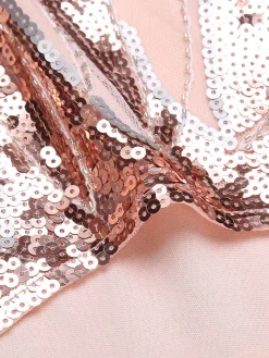 Best Retro Stage [US Warehouse] Pink 1920s Sequined Flare Sleeve Dress