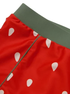 New Retro Stage [US Warehouse] Pink 1950s Strawberry Ruffle Strap Swimsuit