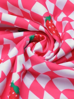 Discount Retro Stage [US Warehouse] 1960s Strawberry Plaid One-Piece Swimsuit Pink