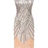 Discount Retro Stage [US Warehouse] Pink 1920s Tassel Gatsby Flapper Dress