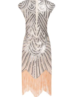 Online Retro Stage [US Warehouse] Pink 1920s Tassel Gatsby Flapper Dress