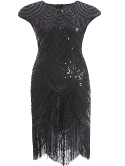 Fashion Retro Stage [US Warehouse] Plus Size 1920s Sequin Dress Black