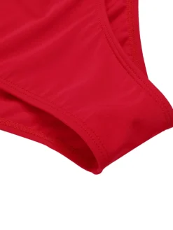 Clearance Retro Stage [US Warehouse] 1940s Bow Straps One-Piece Swimsuit Red