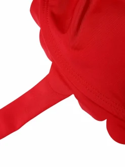 Clearance Retro Stage [US Warehouse] 1950s Button Ruffles Halter Swimsuit Red