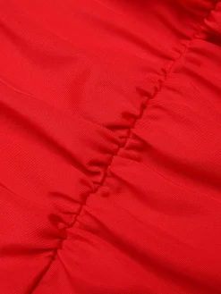 Clearance Retro Stage [US Warehouse] 1950s Button Ruffles Halter Swimsuit Red