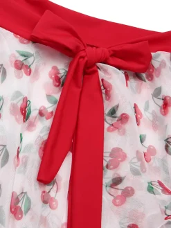 Discount Retro Stage [US Warehouse] 1950s Cherry Tie Waist Cover Up Red