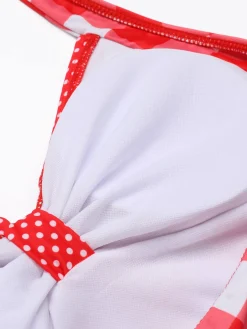 Sale Retro Stage [US Warehouse] 1950s Plaid Halter Bikini Set Red