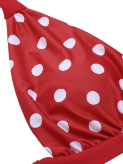 Outlet Retro Stage [US Warehouse] Red 1950s Polka Dot Halter Separate Swimsuit