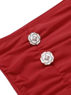 Outlet Retro Stage [US Warehouse] Red 1950s Polka Dot Halter Separate Swimsuit
