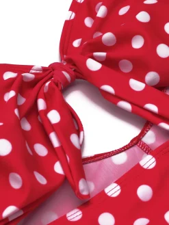 Hot Retro Stage [US Warehouse] 1940s Polka Dot Strap One-Piece Swimsuit Red