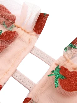 Hot Retro Stage [US Warehouse] 1940s Strawberry Mesh Strap Swimsuit Red