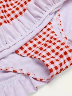 Discount Retro Stage [US Warehouse] Retro 1940s Plaid Halter Bikini Set Red