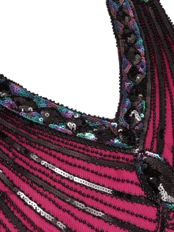 Sale Retro Stage [US Warehouse] 1920s Flapper Sequin Dress Rose Red