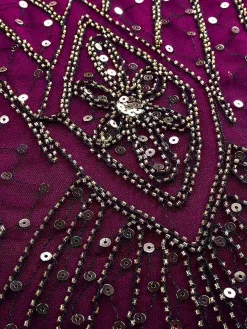 Hot Retro Stage [US Warehouse] 1920s Sequined Maxi Flapper Dress Rose red