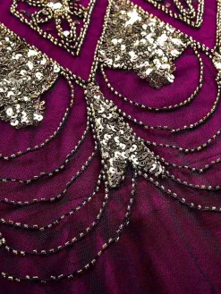 Hot Retro Stage [US Warehouse] 1920s Sequined Maxi Flapper Dress Rose red