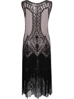 Sale Retro Stage [US Warehouse] 1920s Beaded Fringed Flapper Dress