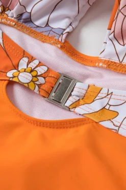 Best Retro Stage [US Warehouse] 1950s Bow Tie Floral Cross Straps Swimsuit