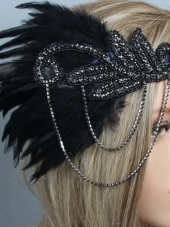 New Retro Stage [US Warehouse] 1920s Feather Flapper Headpiece