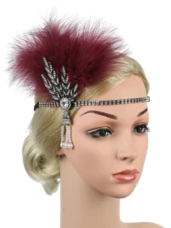 New Retro Stage [US Warehouse] 1920s Feather Rhinestone Flapper Headband