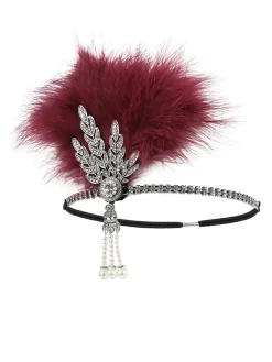 New Retro Stage [US Warehouse] 1920s Feather Rhinestone Flapper Headband