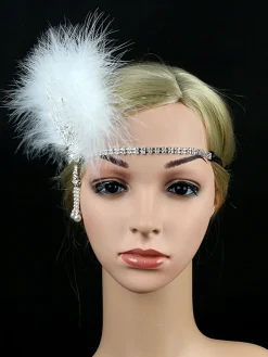 New Retro Stage [US Warehouse] 1920s Feather Rhinestone Flapper Headband