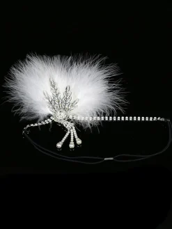 New Retro Stage [US Warehouse] 1920s Feather Rhinestone Flapper Headband