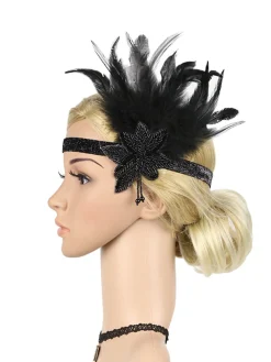 New Retro Stage [US Warehouse] 1920s Feather Sequin Headband