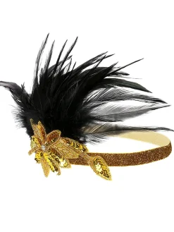 New Retro Stage [US Warehouse] 1920s Feather Sequins Rhinestone Headband