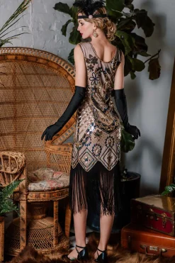 Outlet Retro Stage [US Warehouse] 1920s Floral Beaded Flapper Dress Pink