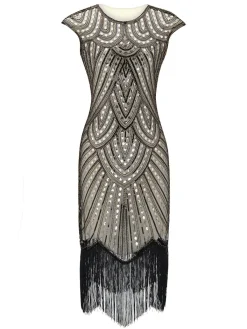 Hot Retro Stage [US Warehouse] 1920s Fringed Flapper Gatsby Dress Gray