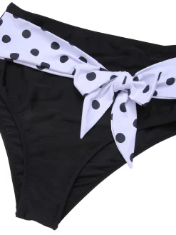 Sale Retro Stage [US Warehouse] 1950s Halter Contrast Polka Dots Swimsuit Black & White