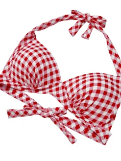 Sale Retro Stage [US Warehouse] 1950s Halter Plaids Lace-Up Swimsuit