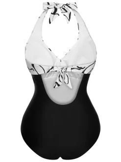 Hot Retro Stage [US Warehouse] 1950s Halter Stripes One-Piece Swimsuit