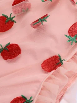 Hot Retro Stage [US Warehouse] 1950s Lace Strawberry Cami Tankini Set