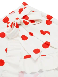 Hot Retro Stage [US Warehouse] 1950s Retro Polka Dots Bikini Set & Apron White & Red