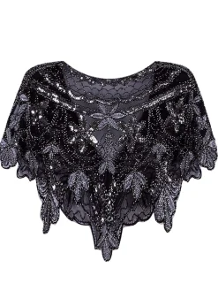 Outlet Retro Stage [US Warehouse] 1920s Sequin Beaded Cape