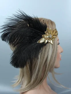 Hot Retro Stage [US Warehouse] 1920s Sequin Feather Flapper Headband