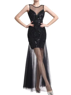 Online Retro Stage [US Warehouse] 1920s Sequin Wedding Dress Black