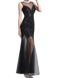 Online Retro Stage [US Warehouse] 1920s Sequin Wedding Dress Black
