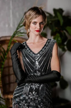 Discount Retro Stage [US Warehouse] 1920s Sequined Fringe Dress Silver